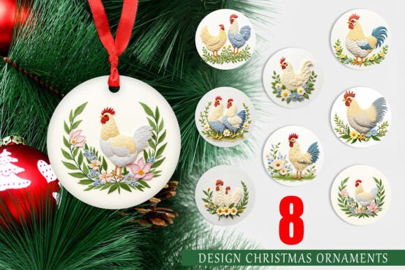 Ornament Chicken Embroidery